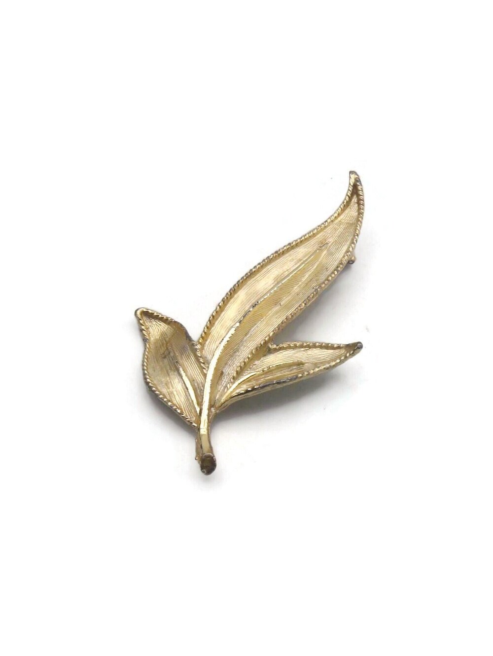Vintage Gold Tone Leaf Branch Brooch.